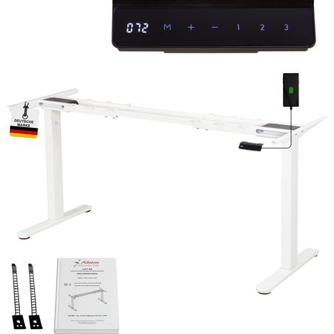 Albatros höhenverstellbares Schreibtisch Tischgestell elektrisch LIFT S5 Weiß Gestell, Tischbeine, Tischfüße Metall Display 120Kg belastbar