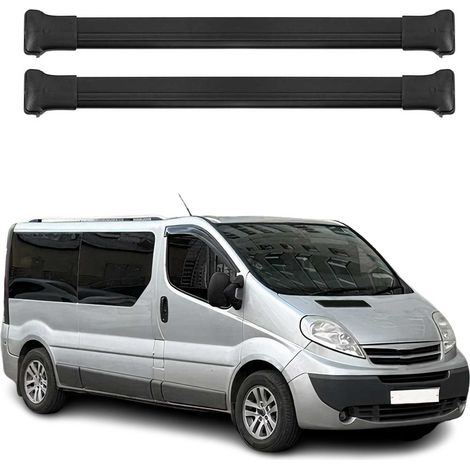OMAC Barres de toit en aluminium pour Nissan Primastar 2001-2014 – TÜV / DIN 75302:2019 – Charge max 75 kg – 2 barres Noir (1/4)