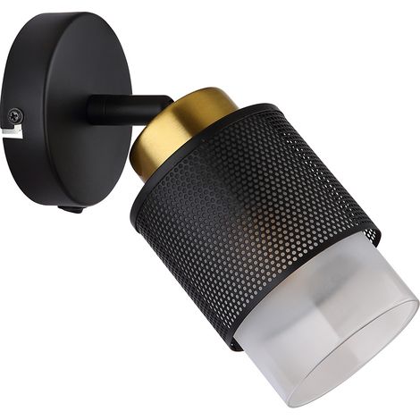 Wandleuchte Wandlampe Flurleuchte Glas Rauchfarbe Metall Schwarz-matt 1-Flammig