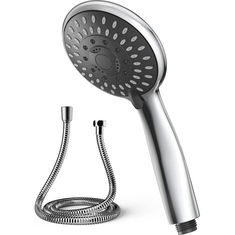 Pommeau de douche avec flexible 5 jets, anti-calcaire, économie d'eau (1/5)