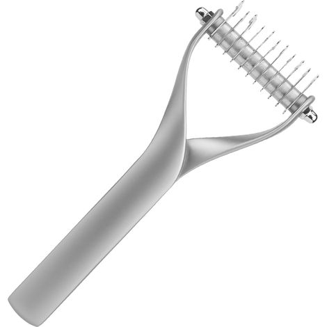 Outil de toilettage pour animaux de compagnie, peigne à sous-poil double face pour chiots et chats, brosse pour démêler les nœuds, argent glacial, petit format (1/5)