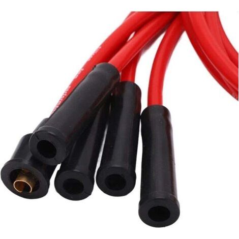NALOOKAMIC Fil D'allumage de Voiture, Jeu de Fils D'allumage de Bougie D'allumage Rouge Haute Performance en Silicone 1 M Fil D'allumage de Voiture pour 4 Cylindres Automobile 8 Mm