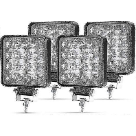 4 X 48w Led Work Light Square Spotlight 12v 24v Long Range Headlights Ip67 Spot Flood Reversing For Car Truck Tractor Suv Boat(4 Pcs (1/5)