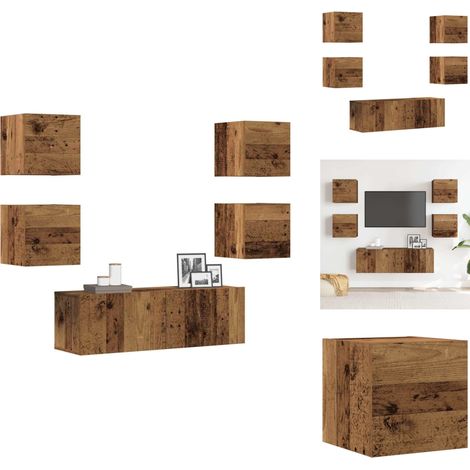 Ensemble de meuble TV mural 5 pcs vieux bois bois d'ingénierie - Ensemble De Meubles TV - Ensembles De Meubles TV - Meuble TV - Meuble Hifi (1/5)