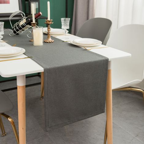 Chemin de table 30x120 cm Gris foncé – Lin – Lavable et repassable à basse température – pour décoration de fête et de salle à manger (1/5)