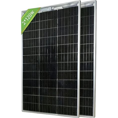 Pannello solare ad alta efficienza, struttura resistente, 2 pannelli da 120 W (1/2)
