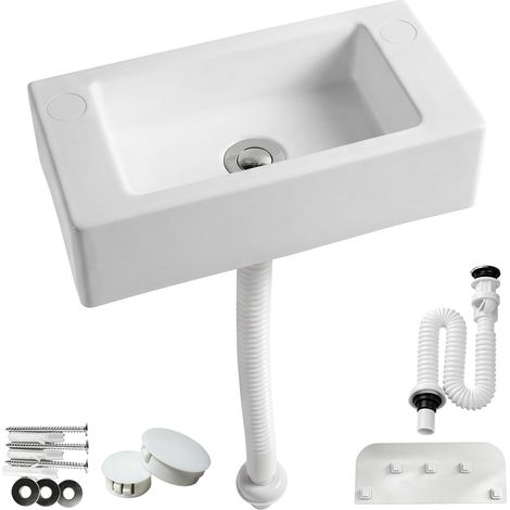 Lavabo Petit, Bac de Rinçage en Plastique 40cm x 20cm, Lavabo Mural (1/5)
