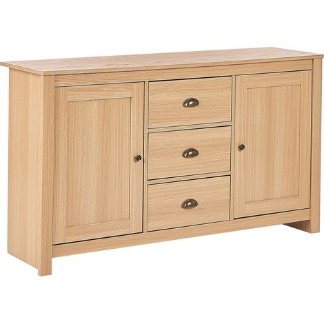 Credenza a 2 ante e 3 cassetti stile tradizionale legno chiaro Lansin