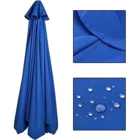 Toile de remplacement pour parasol 3m – Imperméable et résistant aux UV – Polyester bleu – Compatible avec 6 baleines