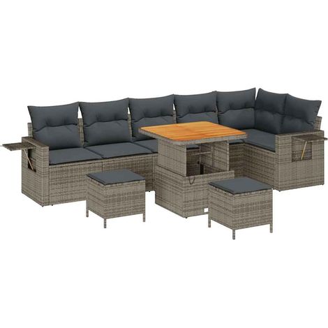 Maison Exclusive - Gartensofa-set mit Kissen 11 pcs Grau Poly-Rat