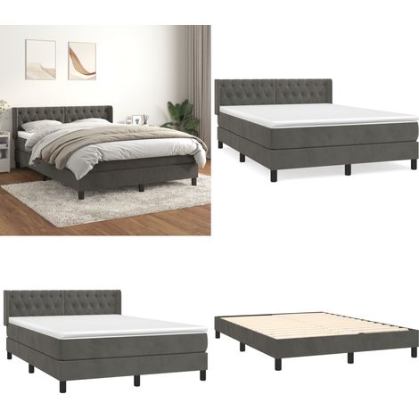 Boxspringbett mit Matratze Dunkelgrau 140x200 cm Samt - Samtbett - Boxspringbett - Doppelbett - Bettenrahmen - Luxusbett - Home & Living (1/5)