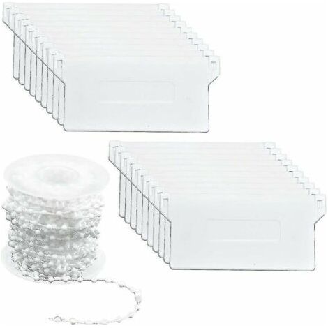 Lot de 20 poids pour stores verticaux 89 x 50 mm – Chaîne de perles 10 m – Plastique solide – Réparation stores blancs (1/5)