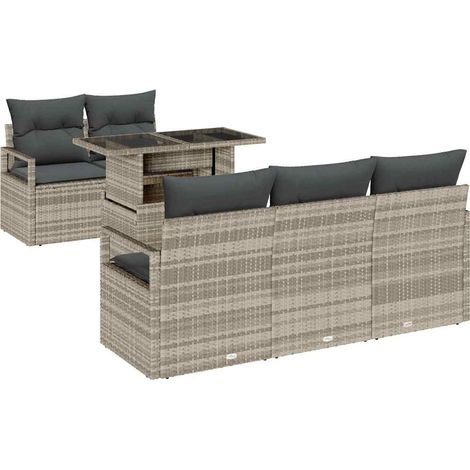 Maison Exclusive - Gartensofa-set mit Speicher 6 pcs Hellgrau Pol