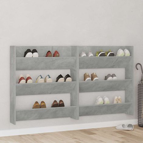 Wall Shoe Cabinet Concrete Grey 80x18x90 cm Engineered Wood vidaXL (1/5)