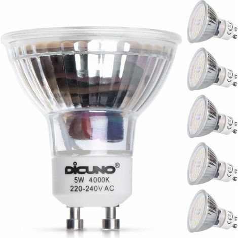 GU10 LED Bulb, 5W, Neutral White 4000K, Equivalent to 50W Halogen Lamp, 600LM, LED Spot Light Bulb, GU10 Base, Non-Dimmable, 230V, 120° Wide Beam, Pack of 6 [Energy Class D] (1/5)