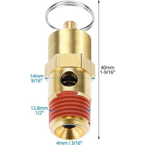 Soupape de sécurité compresseur d'air 150 PSI 1/4 NPT, valve de décharge en laiton, lot de 2 (1/5)