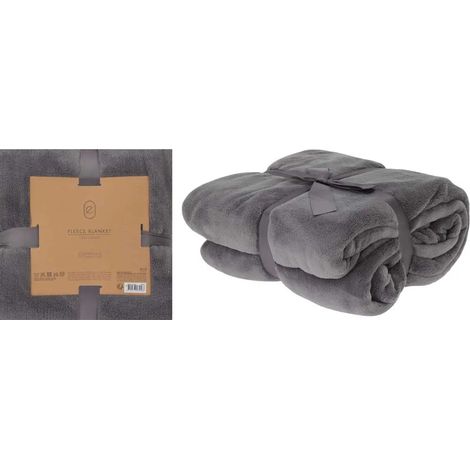 Couverture polaire coral gris 180x230 cm douce et chaude (1/4)