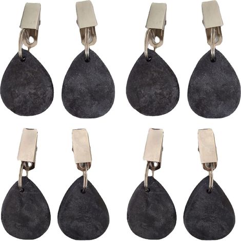 Juego de 8 pesas para manteles con forma de lágrima con clips metálicos para decoración de mesas de comedor, fiestas y decoración de mesas.