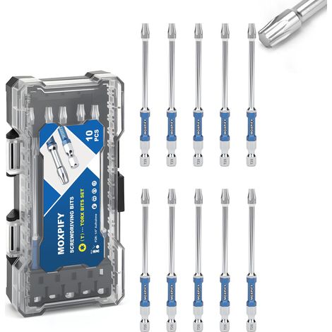 Lot de 10 embouts Torx T25 de 100 mm de longueur avec tige hexagonale de 6,35 mm, embouts de vissage pour visseuse sans fil, idéal pour l'artisanat et le bricolage (1/5)