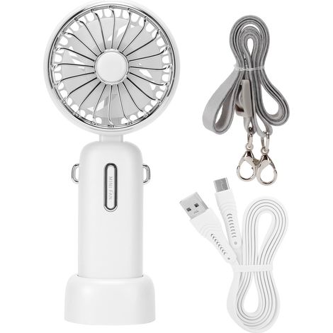 Ventilateur de Poche 3 Vitesses Portable avec Cordon Détachable 4000‑6000RPM - Blanc (1/5)
