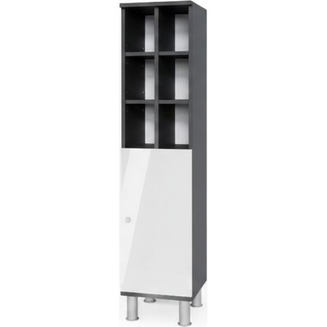 Midischrank Fynn, Weiß Hochglanz, 30 x 130.6 cm große Tür, Vicco