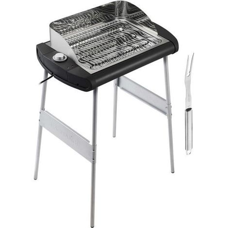 Barbecue grill sur pieds 2300W – Surface de cuisson 40 x 28 cm – Pare-vent en acier inoxydable – Bac à réserve d'eau en inox – Lagrange