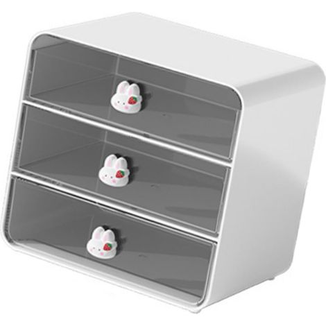 Desk Organizer, 3-Drawer Plastic Storage Box, Large Capacity Makeup Organizer, Ideal for Makeup Brushes, Stationery, Cosmetics, etc. (1/5)