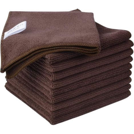 Chiffons microfibres ultra absorbants 30x30cm - Lot de 10 - Marron (1/5)