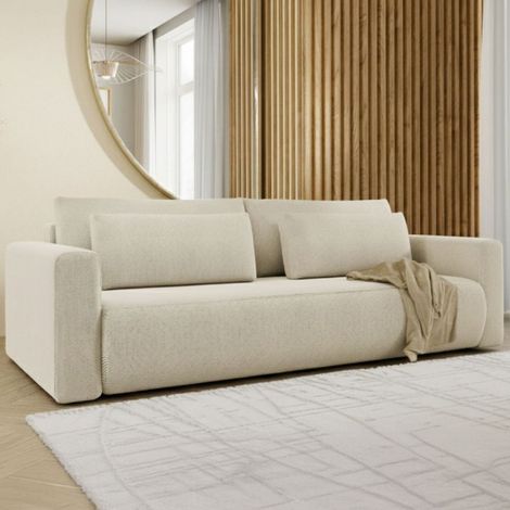 Sofá Cama 2 Plazas Erbezzo, con Almacenamiento, Apertura Tipo Libro, Reclinable, 240x105 cm Blanco Crema (1/5)