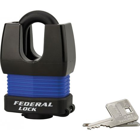 Lucchetto Federal Lock Docker, da esterno, acciaio cementato 55mm, altissima sicurezza, guardia alta, 2 chiavi - THIRARD