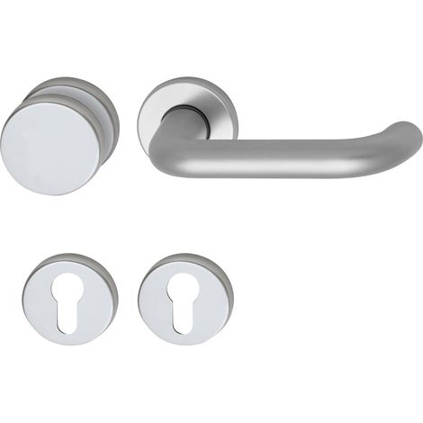 Türbeschlag Sch U Form Wechselgarnitur  Türgriff für Innentür auf Rosette PZ  Aluminium silber