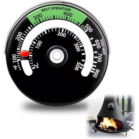Thermomètre pour Cheminée et Poêle, Jauge de Thermomètre Magnétique pour Tuyau de Cheminée en Bois Rond Four