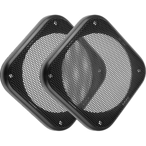 Grilles Carrées Protection Résistante à l'usure 2pcs en Fer et Plastique pour Haut-parleurs 4 Pouces pour Caisson de Basses, Accessoires pour Intérieur de Voiture (1/5)