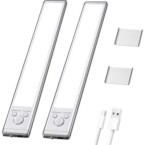 Set mit 2 LED-Nachtlichtern mit magnetischer Induktion, Kontaktladung und selbstklebendem Sensor für Kleiderschrank/Flur/Küche