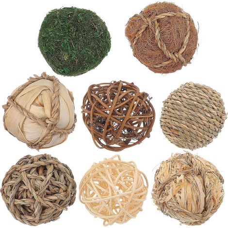 Lot de 8 boules décoratives : Boules en rotin naturel tressé à la main, sphères décoratives pour remplir bols et vases, décoration rustique pour salon ou chambre. (1/5)