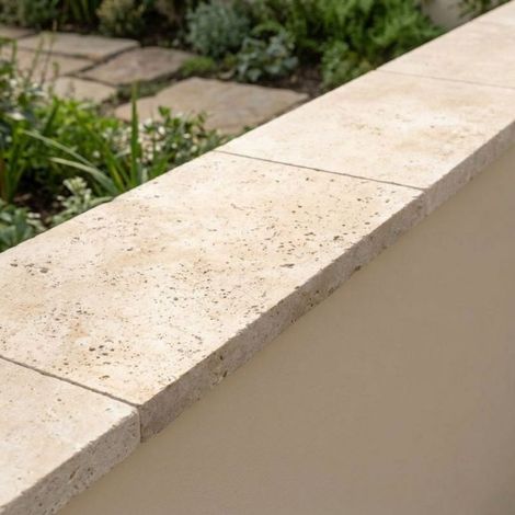 Couvertine Mur Travertin Beige Clair 1er choix - 61x27x3 cm - À l'unité - Ti'ma Stone (1/5)