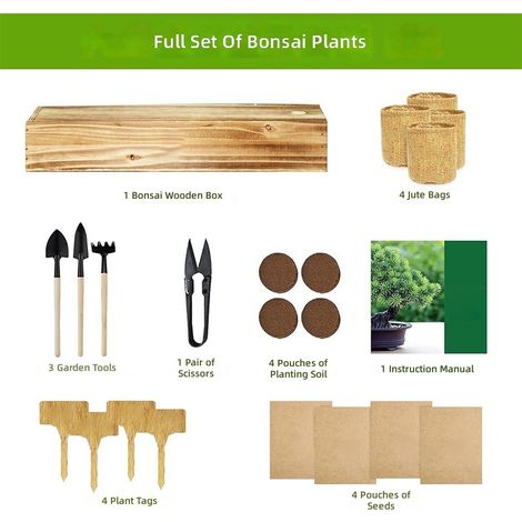 Ensemble jardin kit outils d'outils de en bois pour la plantation, bonsaï, rempotage plantes et (1/5)
