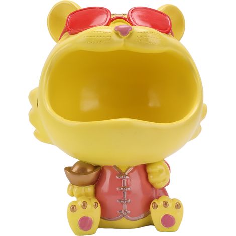 Organisateur de bureau - Décoration mignonne tigre à grande gueule - Bol à bonbons en résine - Porte-clés/bol pour l'entrée - Jaune (1/5)