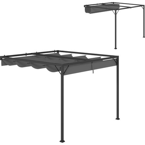 3 x 3 m Pergola, with Sliding Canopy - Grey