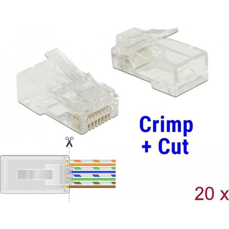 Bolsa de 20 piezas de RJ45 Pass-trough macho Cat.5e UTP 50u