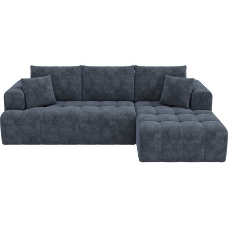 Canapé d'angle modulable en L nuage en chenille bleue MODENUIT (1/5)