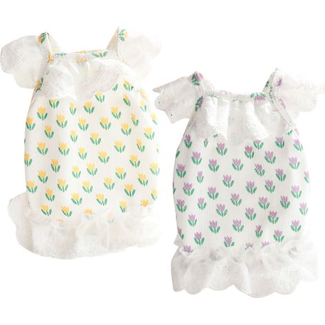 2 robes d'été pour chien, jupe pour animaux de compagnie, violet et jaune, tailles S à XL, pour chiennes et chats (1/5)
