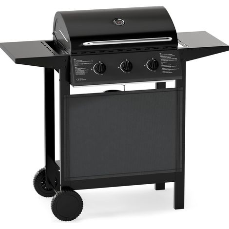 3-Brenner-Gasgrill für den Außenbereich mit Seitentischen, 24.000 BTU