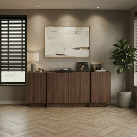 Sideboard Japandi Walnuss Melamin Lowen 180x45x80 cm (1/5)