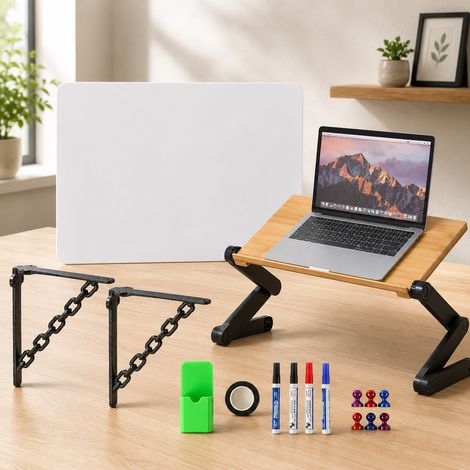 Ensemble de bureau vintage (3 pièces) – Porte-clés en fonte, film pour tableau blanc et support pour ordinateur portable (1/5)