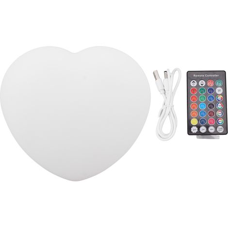 Ortviai Veilleuse LED en Forme de Cœur, Étanche IP68, 16 Couleurs RGBW et 4 Modes, Télécommande Incluse