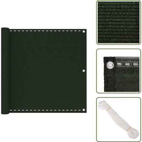 The Living Store Toldo para balcón HDPE verde oscuro 90x300 cm - Mampara para balcón