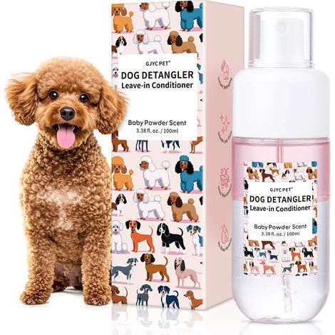 Spray démêlant pour chiens, sans rinçage, parfum poudre pour bébé, contenant de l'huile de noix de coco et de l'huile de jojoba (1/5)