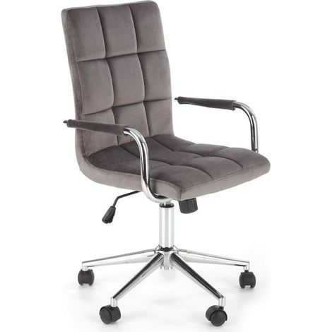 Siège de bureau enfant en velours gris avec structure en métal chromé MAC (1/5)