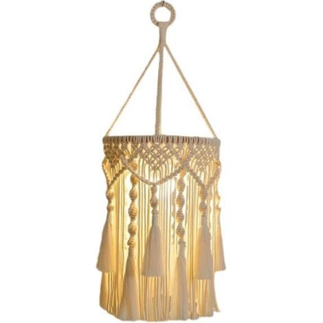 Abat-Jour Boho, Lampe Suspendue Boho, Abat-Jour en Macramé Fait à la Main, Lampe Suspendue à Brancher, Lampes Suspendues Bohèmes (1/4)